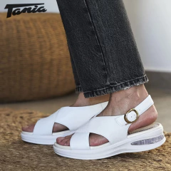 Sandalia Softstep Blanca Cruzada - Tania Calzados