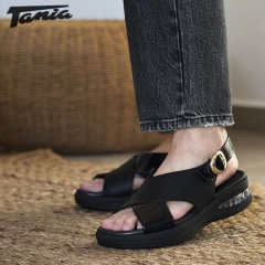 Sandalia Softstep Negra Cruzada - comprar online