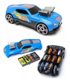Maletín Para Guardar coches Hot Wheels 2 en 1 + Coche De Carreras. en internet