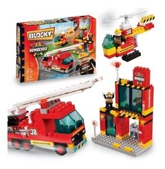 Bloques Para Armar Bomberos x 160 Piezas - Blocky.
