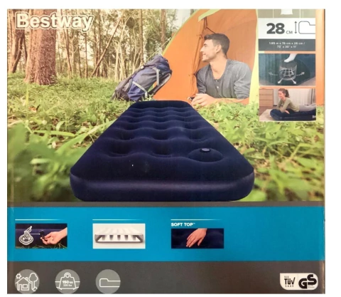 Colchón Inflable 1 Plaza 185 x 76 x 28 cm Con Inflador Incorporado - Bestway.