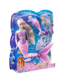 Muñeca Sirena Defa Lucy con luz y Delfín. en internet