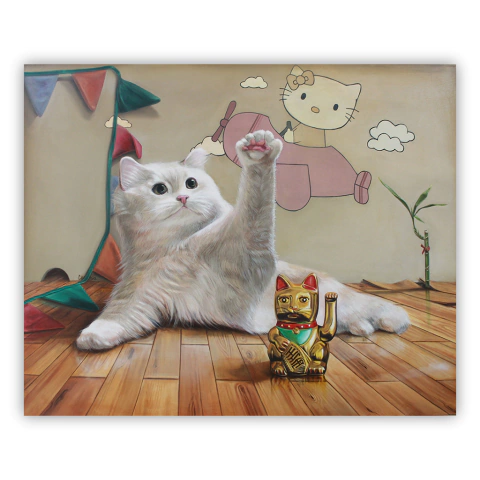 Obra Original ¨Gato de la Suerte" Jaki Charrua