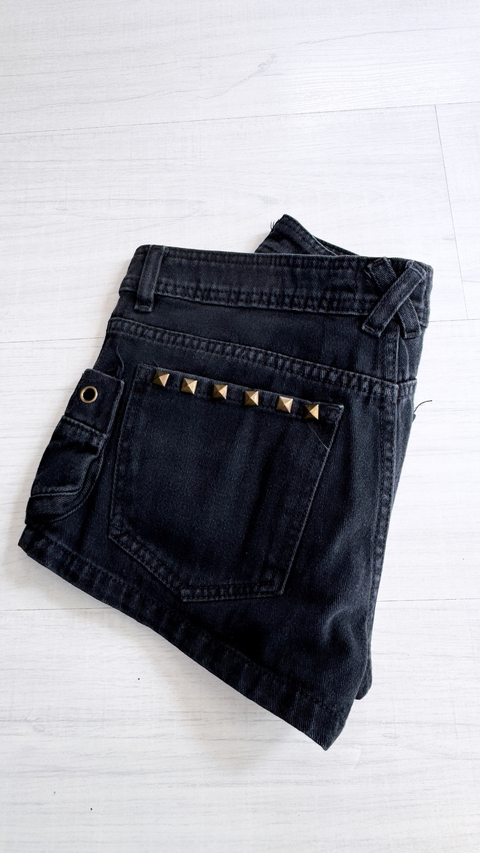 Micro short jeans tiro bajo black metallic black 5421 - comprar online