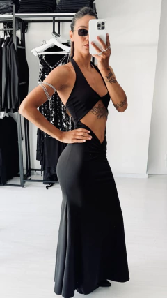 Vestido largo sirena corte y frunce - comprar online