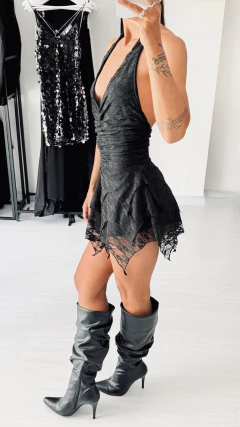 Vestido de encaje falda con picos - comprar online