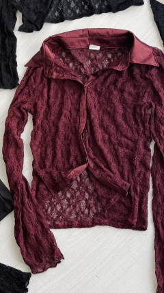 Camisa de encaje con cuello seda - FIORELLA