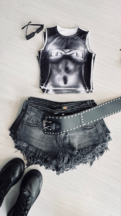 Short tiro bajo grey silver 20% off transferencia