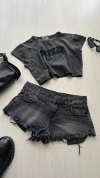 Short jeans tiro bajo snow black 20%off transferencia - comprar online
