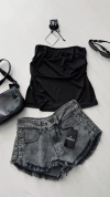 Short jeans snow black metallic tachas laterales - comprar online