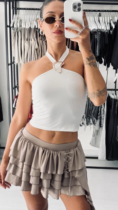 Top microfibra con accesorio cuello - comprar online