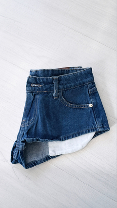 Micro Short tiro bajo blue bolsillos blancos - tienda online
