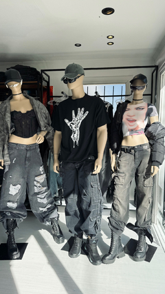 JEANS CARGO PARACHUTE VINTAGE BLACK CON PESPUNTE