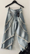 Jeans wide leg flequillos 20% off transferencia - comprar online