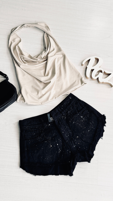 Short jeans ultra black glitter talles 34 al 44 20% off transferencia