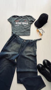 Jeans acid tiro bajo con presillas 20% off transferencia