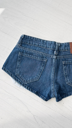 Micro Short tiro bajo blue bolsillos blancos - FIORELLA