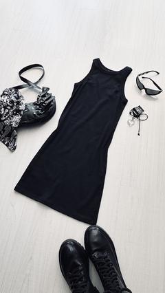 Vestido corto de algodón negro
