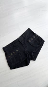 Micro short jeans tiro bajo black metallic con tachitas 20%off transferencia