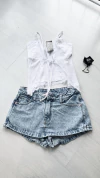 Mini short jeans tiro bajo SNOW BLUE 20%off transferencia - comprar online