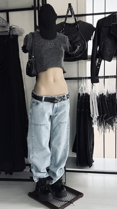 Jeans wide leg carpenter tiro bajo light blue 20%off transferencia - comprar online