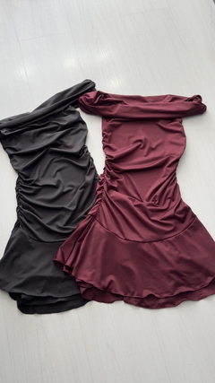 Vestido microfibra escote hombros caídos 20%off transferencia - comprar online