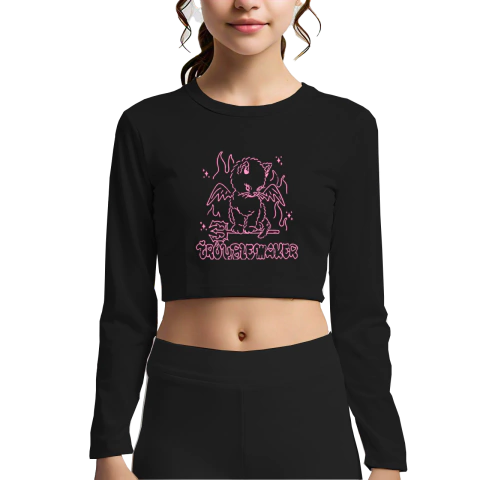Crop top manga larga - Trouble Maker