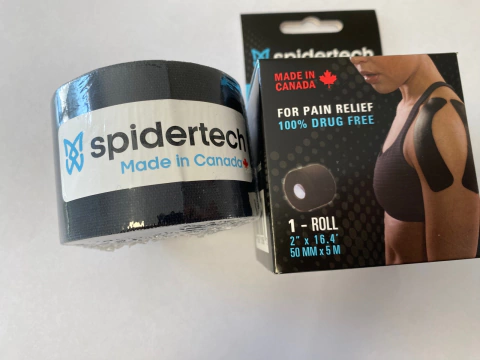 Cinta Kinesiológica Terapéutica - 5cmx5mts - Spidertech. Color Negro