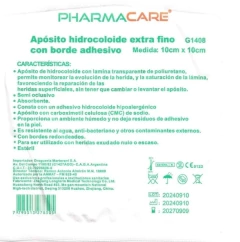 Aposito Hidrocoloide 10x10cm Extra Delgado - PHARMACARE