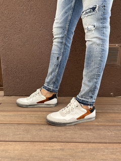 Zapatilla de cuero combinada Franco Pasotti (Mario)