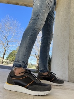 Zapatilla de cuero combinada Franco Pasotti (Tazio) - tienda online