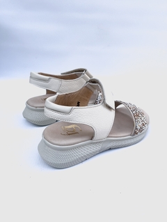 Sandalia de cuero con glitter Gina Ferrari (2111) - Calzados Miguel Angel - Zapatos de cuero