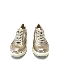 Zapatilla taco chino de cuero Cavatini (40-2083) oro claro en internet
