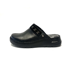 Zueco de cuero Cavatini (50-2203) negro