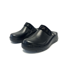 Zueco de cuero Cavatini (50-2203) negro - comprar online