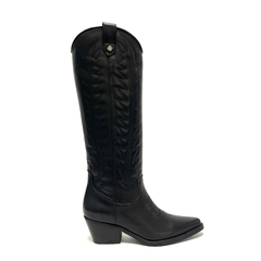 Bota texana caña alta de cuero Micadel (Tabata) negro
