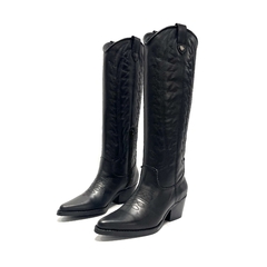 Bota texana caña alta de cuero Micadel (Tabata) negro en internet