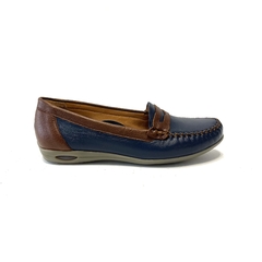 Mocasín de cuero Kalel (1913) azul/oxido. en internet