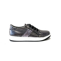 Zapatilla de cuero con glitter Gina Ferrari (1013) peltre