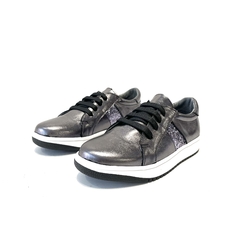 Zapatilla de cuero con glitter Gina Ferrari (1013) peltre - comprar online