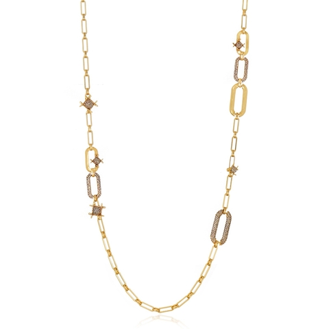 Colar Longo Cruzada Claudia Arbex Ouro Vintage