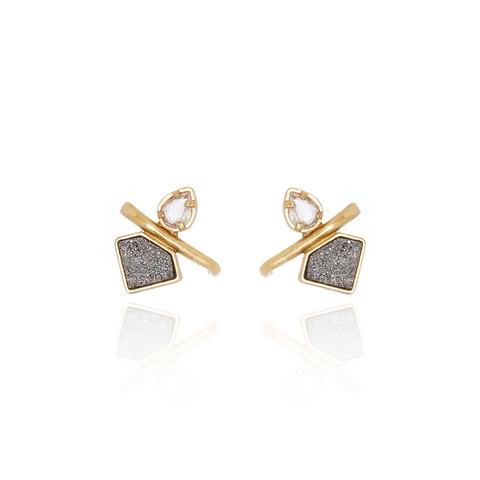 Brinco Cristal Rock Claudia Arbex Ouro Vintage - comprar online