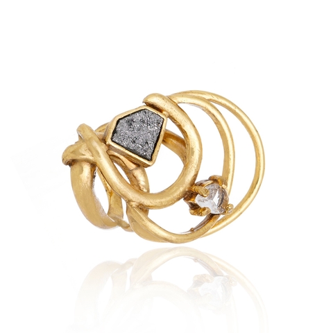 Anel Cristal Rock Claudia Arbex Ouro Vintage - comprar online