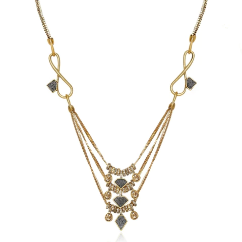 Colar Longo Cristal Rock Claudia Arbex Ouro Vintage - comprar online