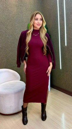 VESTIDO CANELADO MANGA LONGA