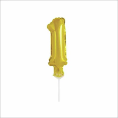 BALÃO TOPO DE BOLO 14CM DOURADO Nº 1