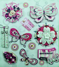ADESIVO 3D BORBOLETAS E FLORES REF 17407 - comprar online