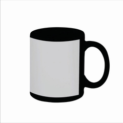 CANECA PORCELANA PRETA 300ML COM TARJA BRANCA