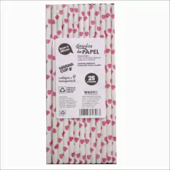 CANUDO PAPEL BRANCO CORAÇÃO ROSA CLARO