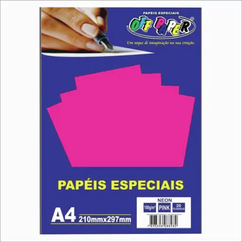 PAPEL NEON PINK 180G A4 COM 20 FOLHAS